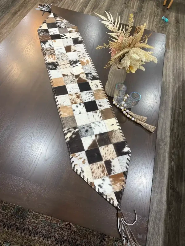 cowhide patchwork table runner Australia