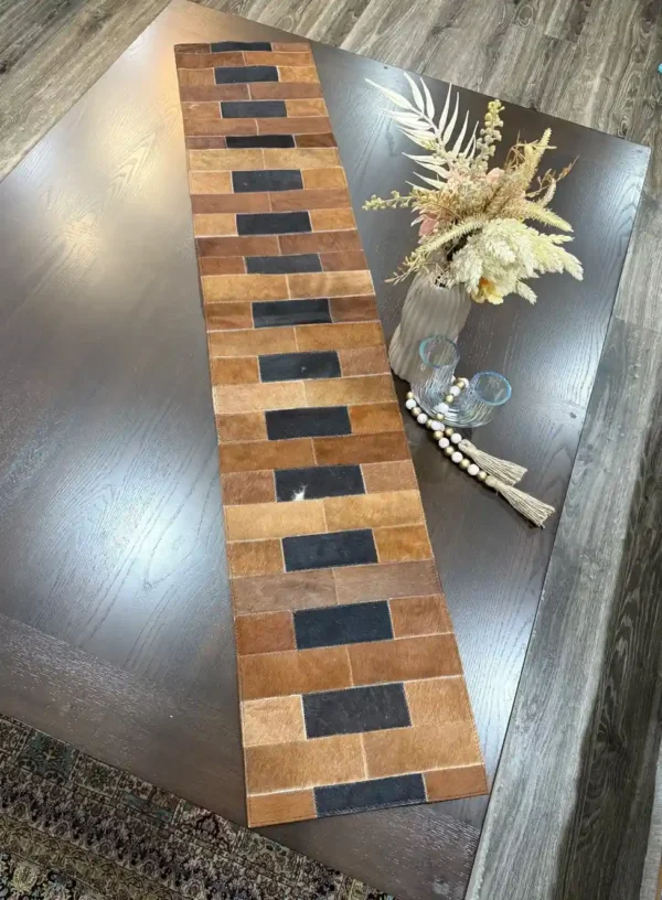 cowhide patchwork table runner Australia