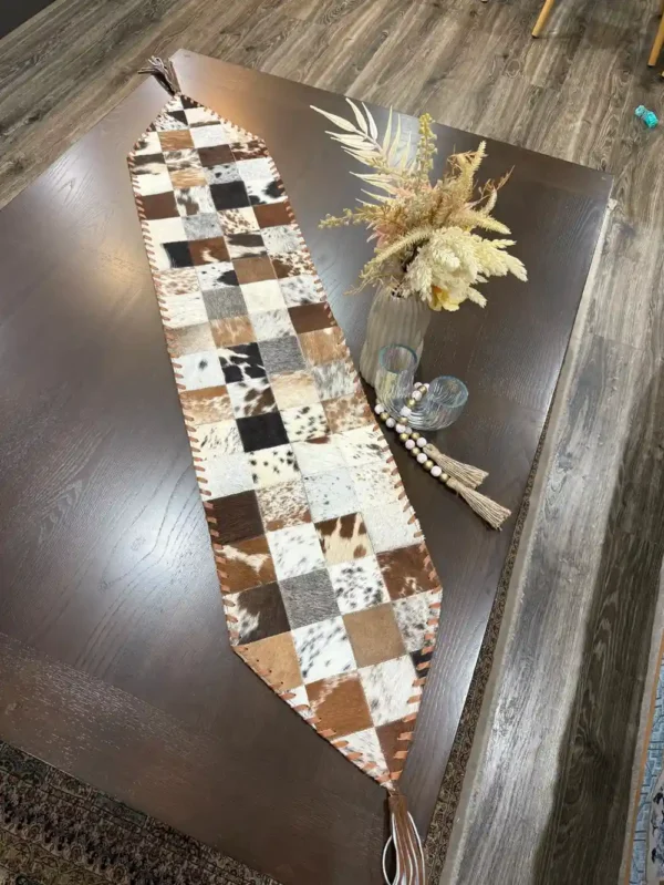 cowhide patchwork table runner Australia