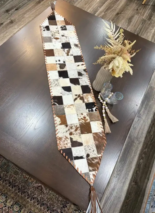 cowhide patchwork table runner Australia