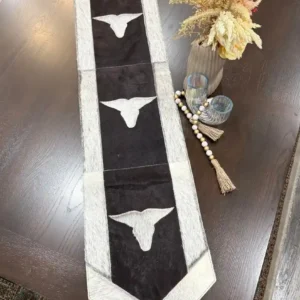 cowhide bull head table runner